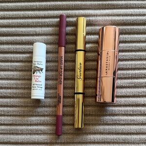 Anastasia highlighter+make up forever lipliner+guerlain eyeshadow stick+lipbalm